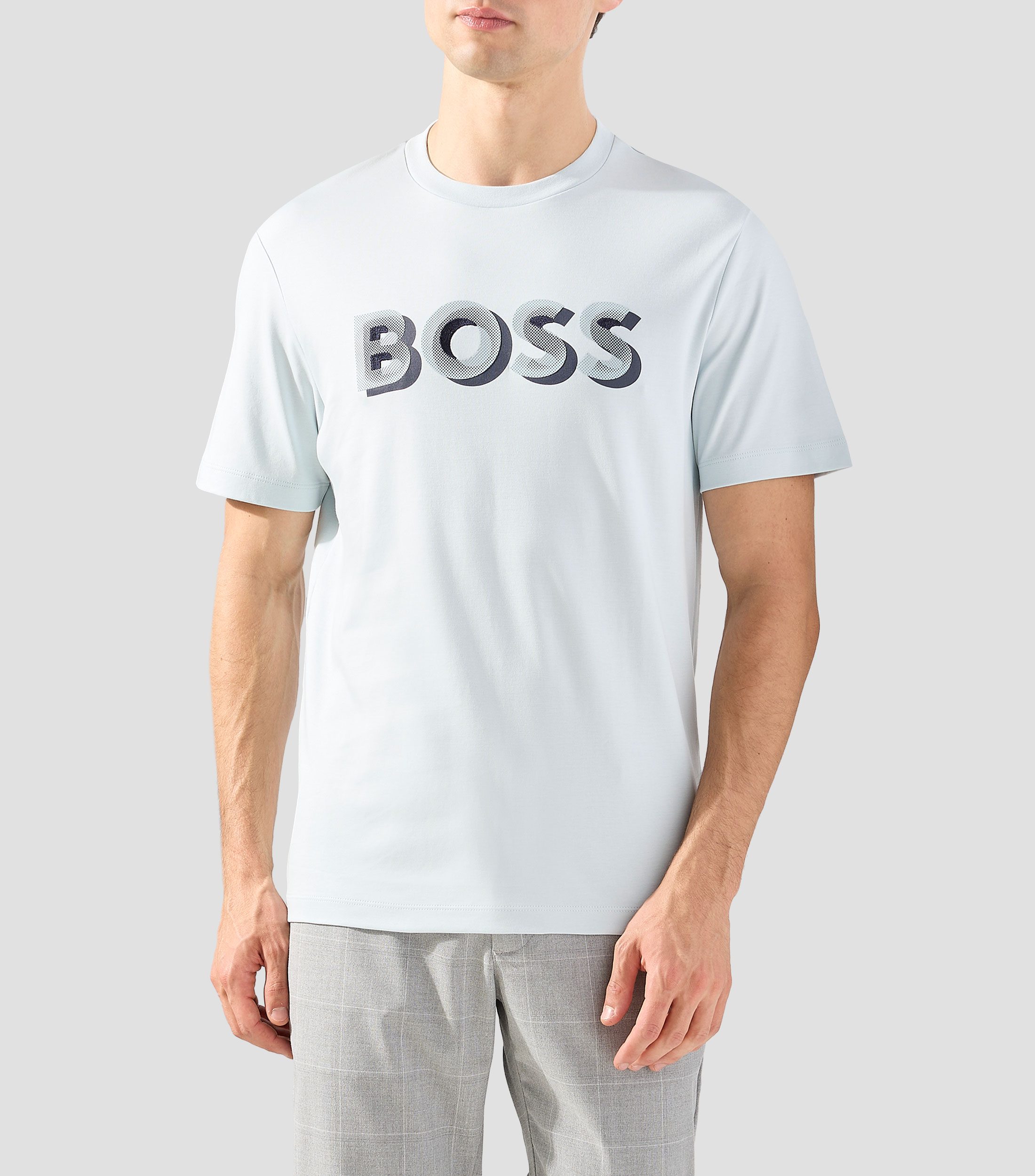 Playera de cuello redondo con manga corta estampada Hombre